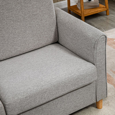 HOMCOM Compact Loveseat Sofa, Modern 2 Seater Sofa for Living Room with Wood Legs and Armrests, Light Grey 