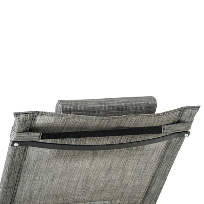Outsunny Outdoor Garden Rocking Chair, Patio Sun Lounger Rocker Chair with Breathable Mesh Fabric, Removable Headrest Pillow, Armrest, Side Storage Bag, Dark Grey 