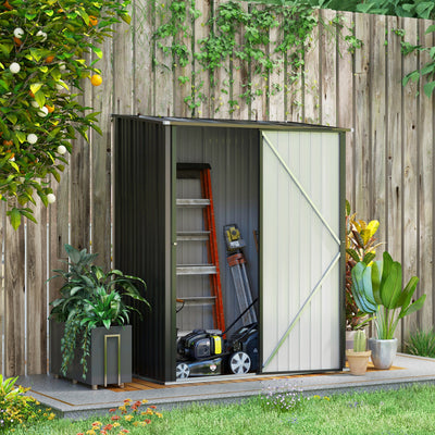 Outsunny 5.3 x 3.1ft Corrugated Steel Garden Shed - Black 