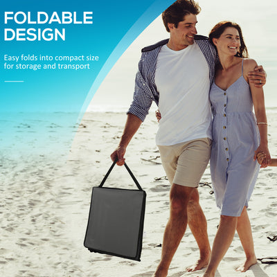 Outsunny Set of 2 Foldable Garden Beach Chair Mat, Outdoor Sun Lounger Seats with Adjustable Back, Magazine Pocket, Carry Bag 