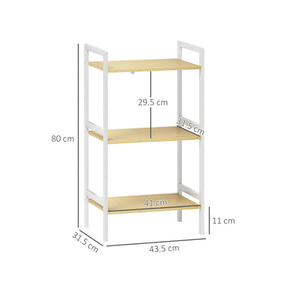 HOMCOM Three-Tier Bamboo Adjustable Shelf Storage Unit 