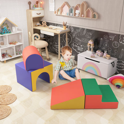HOMCOM 4-Piece Soft Play Set for Toddlers 1-3 Years, Red 