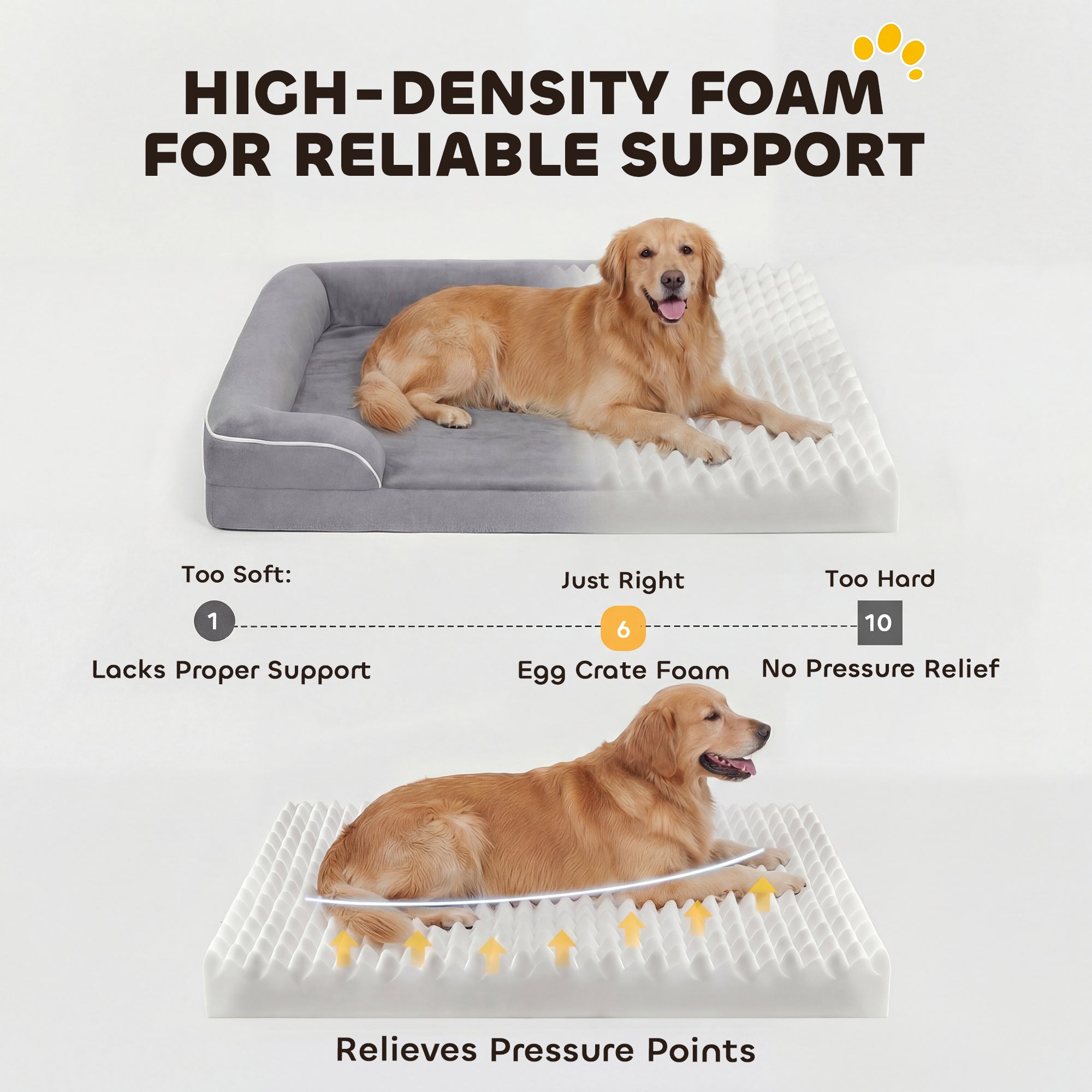 PawHut Dog Sofa Bed, Washable Pet Bed with Removable Cover and Non-Slip Bottom for Small, Medium and Large Dogs, Grey 