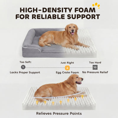 PawHut Dog Sofa Bed, Washable Pet Bed with Removable Cover and Non-Slip Bottom for Small, Medium and Large Dogs, Grey 