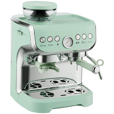HOMCOM Bean to Cup Coffee Machine, Espresso Machine with Integrated Bean Grinder & Steam Wand, Light Green