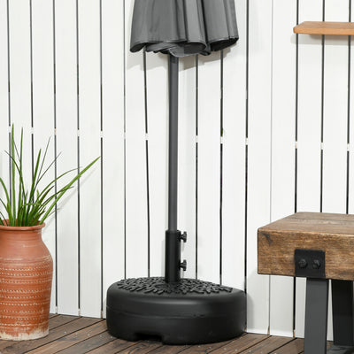 Outsunny Water/Sand Fillable Half Parasol Umbrella Base - Black 