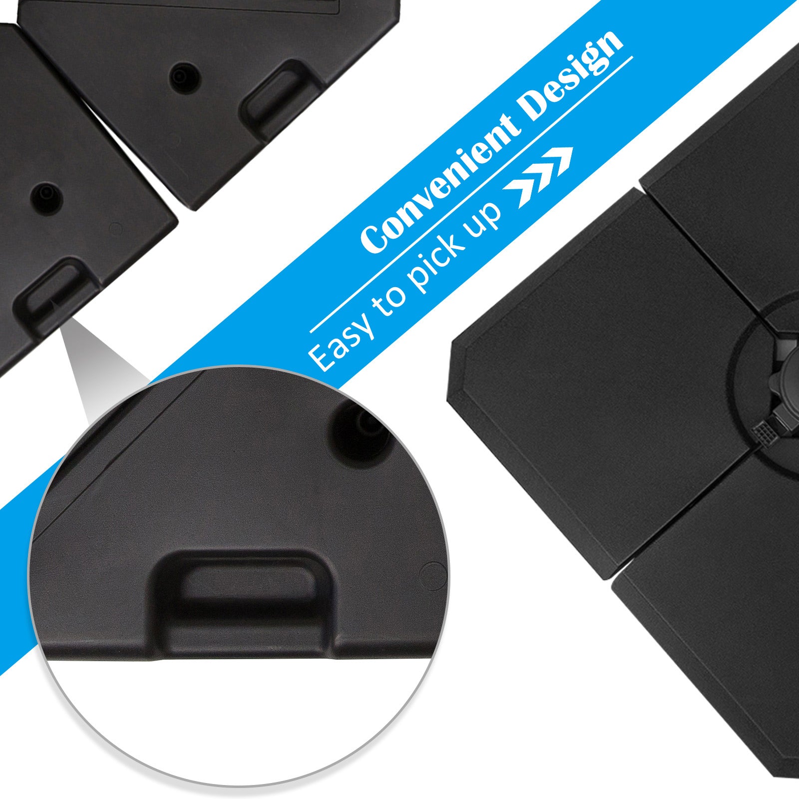 Outsunny Set of 4 Parasol Base Stand Weights for Cantilever Parasols, Water and Sand Filled, Up to 120kg, Black 