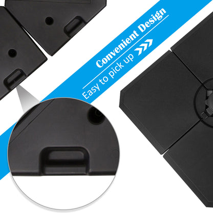 Outsunny Set of 4 Parasol Base Stand Weights for Cantilever Parasols, Water and Sand Filled, Up to 120kg, Black 