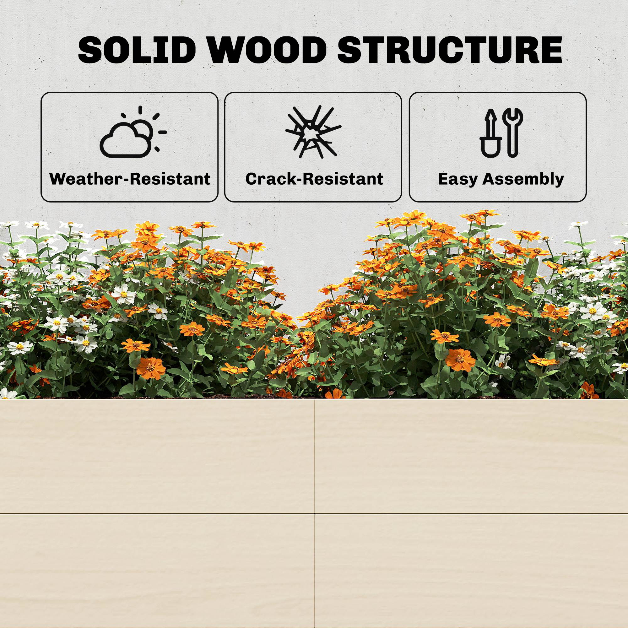 Outsunny Wooden Raised Bed for Garden, 620L Extra Large Raised Garden Bed with Open Bottom, Outdoor Elevated Planter Box 