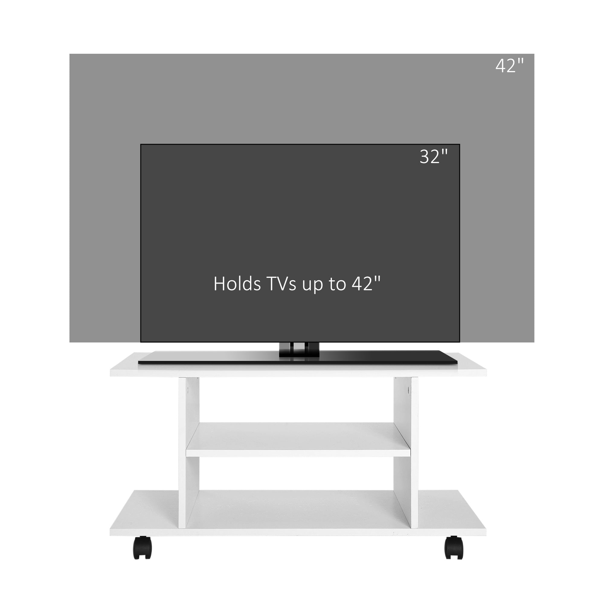 HOMCOM Modern TV Cabinet Stand Storage Shelves Table Mobile Bedroom Furniture Bookshelf Bookcase White 