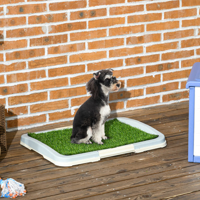 PawHut Puppy Training Pad, Indoor Portable Puppy Pad, with Artificial Grass, Grid, Panel, Tray, 63 x 48.5cm 