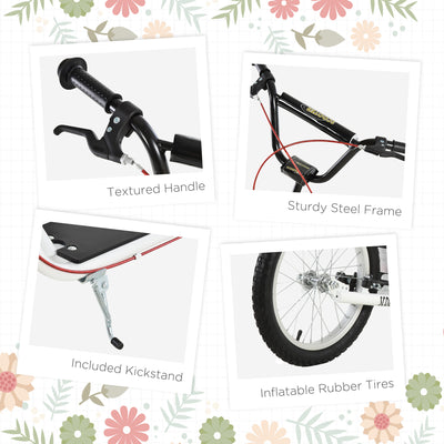 HOMCOM Kick Scooters for Kids with Adjustable Height, Anti-Slip Deck, Dual Brakes, Rubber Tyres, for Boys and Girls Aged 5+ Years Old - White 