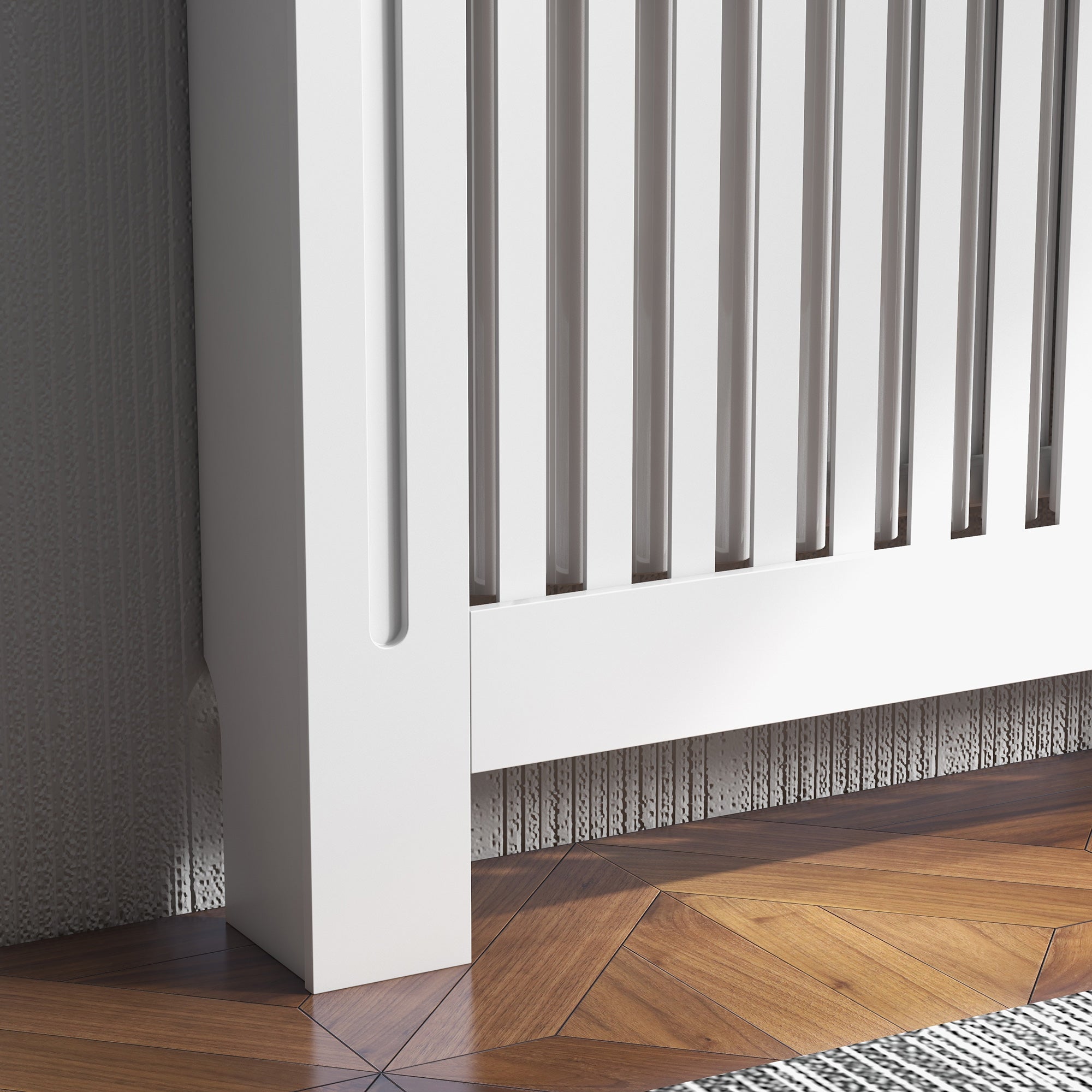 HOMCOM Slatted Radiator Cover Painted Cabinet MDF Lined Grill in White (112L x 19W x 81H cm) 