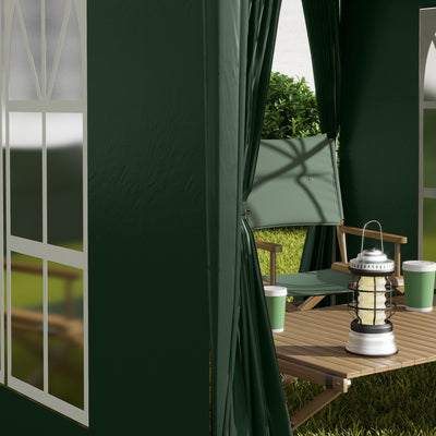 Outsunny 2 x 2 m Garden Pop Up Gazebo, Wedding Party Tent Marquee, Water Resistant Awning Canopy with Sidewalls, Windows, Carry Bag, Green 