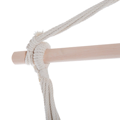 Outsunny Outdoor Hanging Rope Chair with Cotton Rope, Garden Hammock Chair with Wooden Support Bar Cotton Cloth, Portable Garden Chair for Patio & Tree, Green 