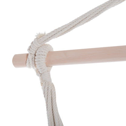 Outsunny Outdoor Hanging Rope Chair with Cotton Rope, Garden Hammock Chair with Wooden Support Bar Cotton Cloth, Portable Garden Chair for Patio & Tree, Green 