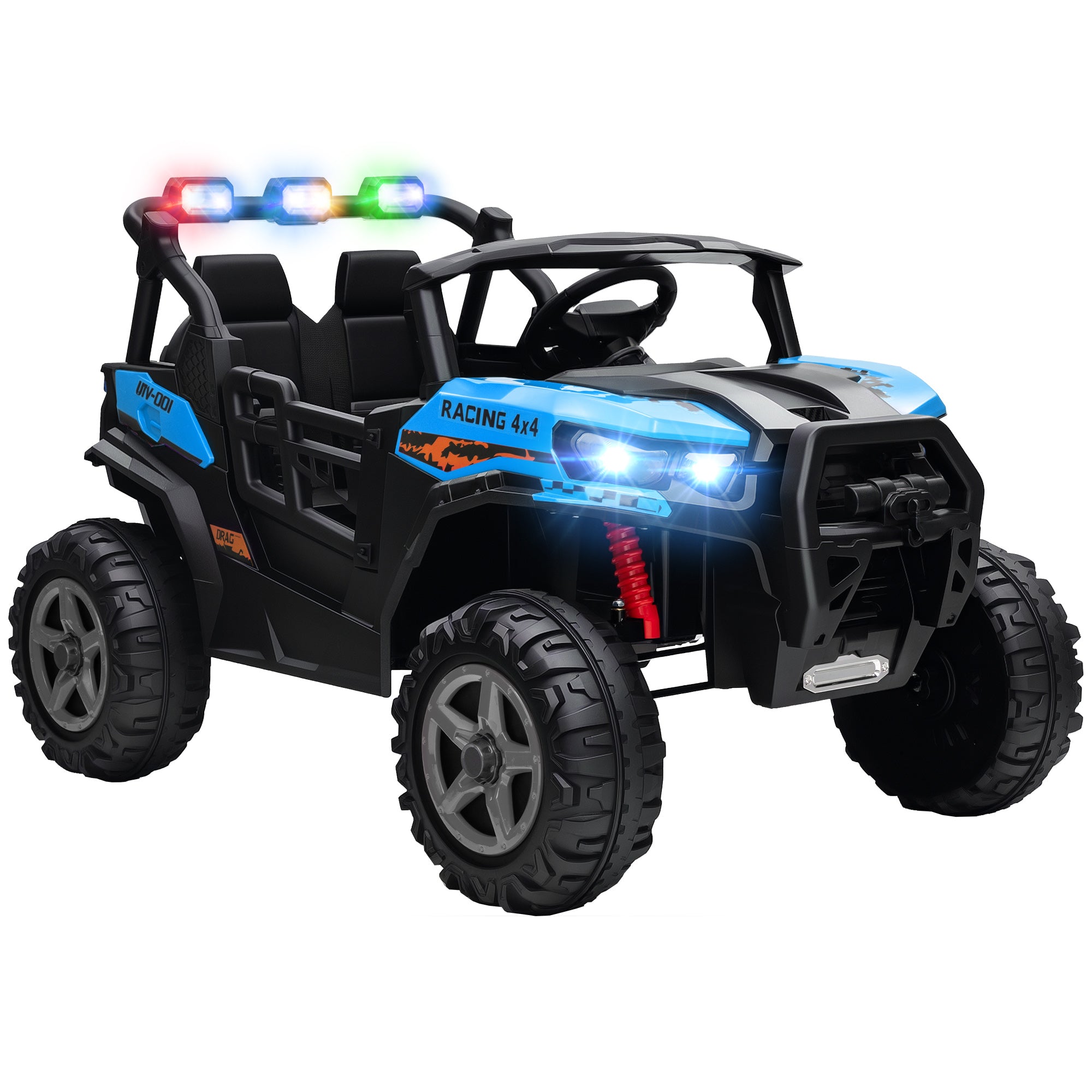 AIYAPLAY 24V Electric Ride on Car, 2-Seater Electric Car for Kids with Remote, Bluetooth, Soft Start, Suspension Spring, Blue 