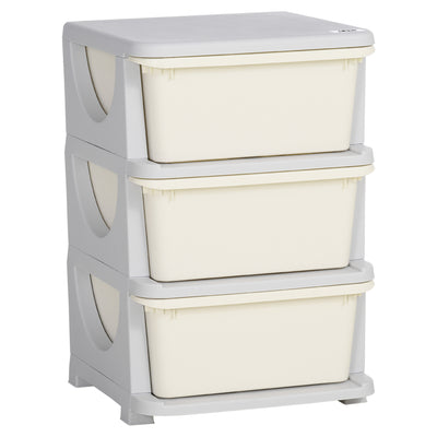 HOMCOM Three-Tier Kids Storage Boxes, with Three Drawers - White 