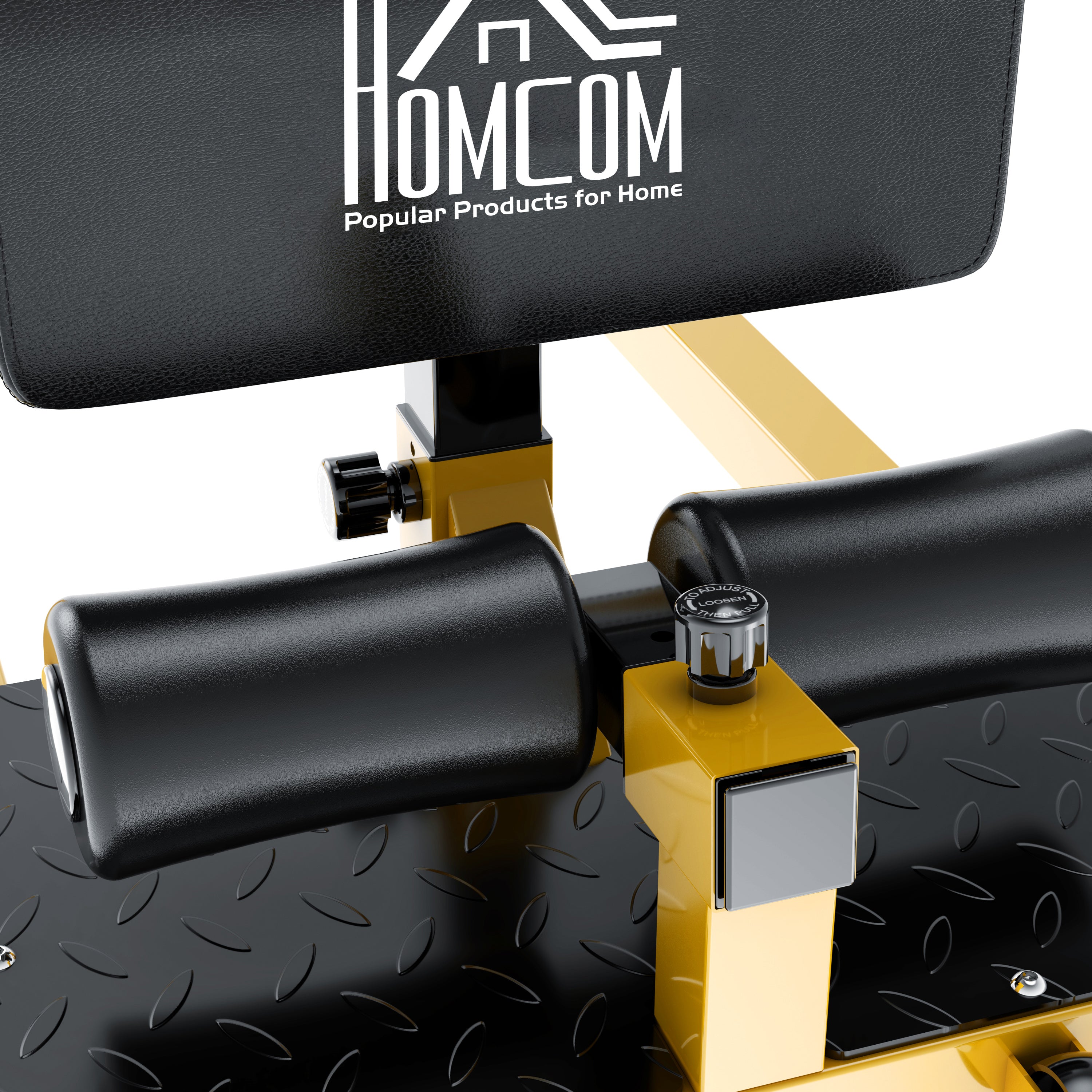 HOMCOM Squat Machine with Push Up Stand, Padded Hip Thrust Bench with Adjustable Cushion for Home Gym Work Out, Yellow 