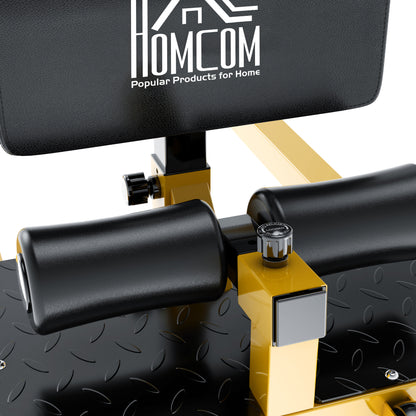 HOMCOM Squat Machine with Push Up Stand, Padded Hip Thrust Bench with Adjustable Cushion for Home Gym Work Out, Yellow 