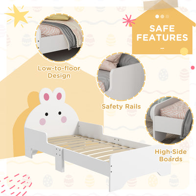 ZONEKIZ Rabbit-Designed Toddler Bed, Kids Bedroom Furniture - White 