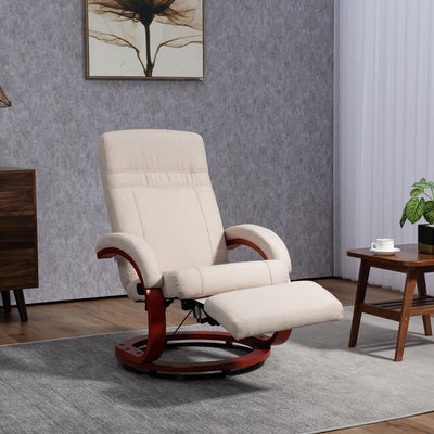 HOMCOM 135\'c2\'b0 Manual Reclining Swivel Chair, with Footrest - Beige 