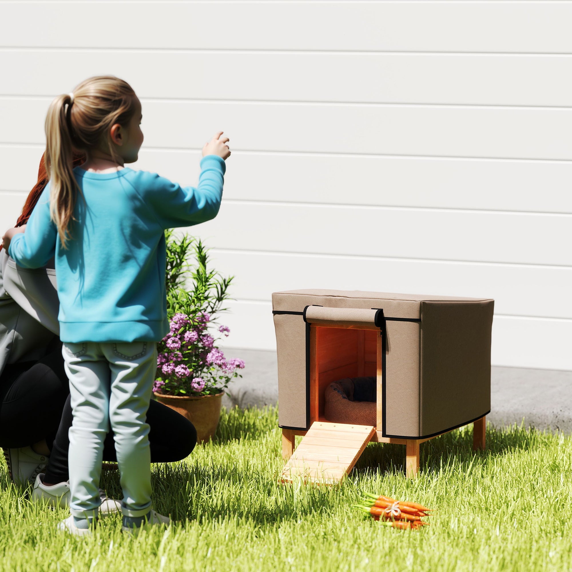PawHut Waterproof Rabbit Hutch Cover for X-D2-0047 and Similar Model Rabbit Hutch, 43 x 52 x 37 cm, Brown 