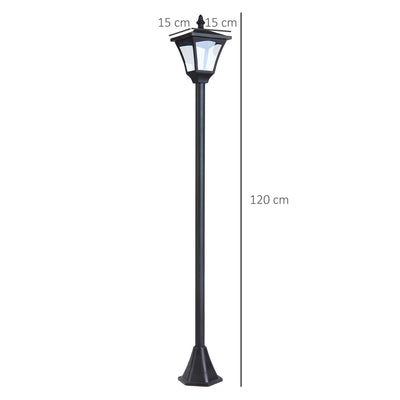 Outsunny Set of 2 Outdoor Garden Solar Post Lamp Sensor Dimmable LED Lantern Bollard IP44 Energy-saving 1.2M Tall, Black 