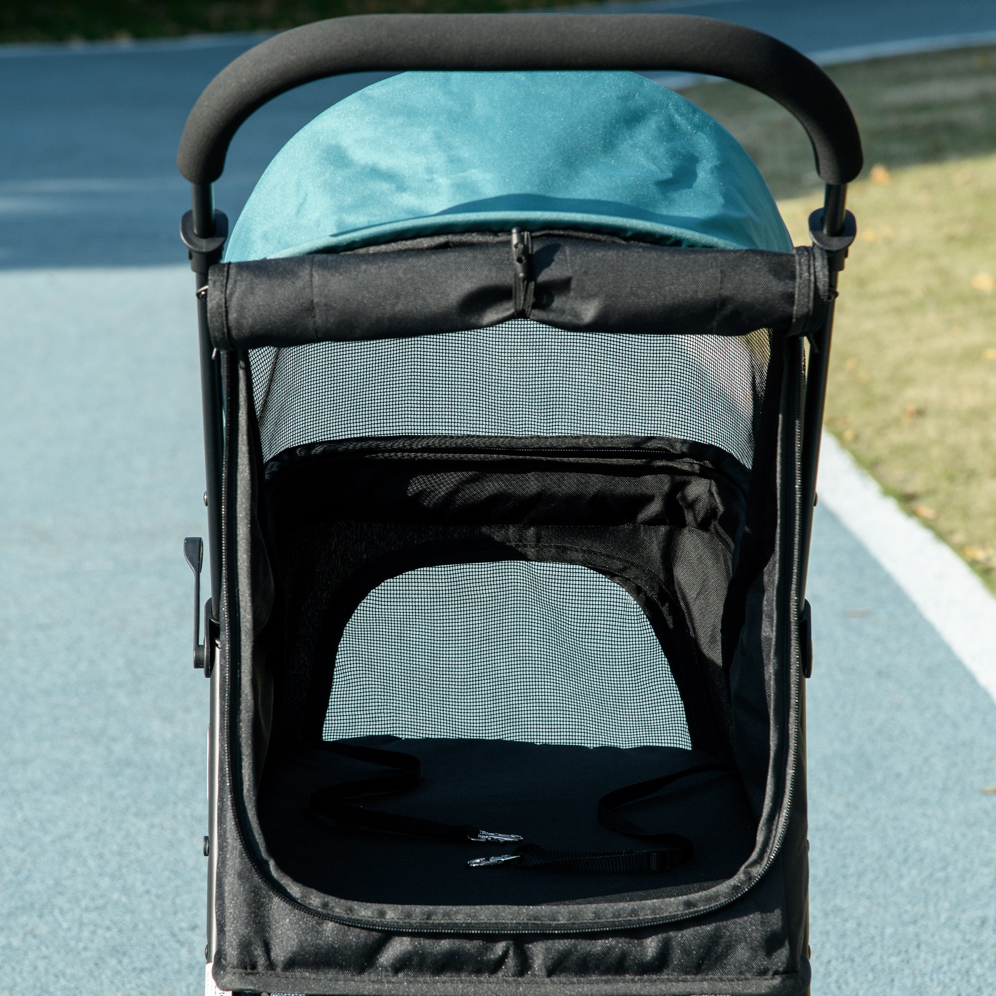 PawHut Foldable Pet Stroller w/ Rain Cover, for XS Dogs, S Dogs - Dark Green 