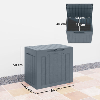 Outsunny 93L Plastic Garden Storage Box, Outdoor Storage Box with Handles, Waterproof Outdoor Storage Container, Light Grey 