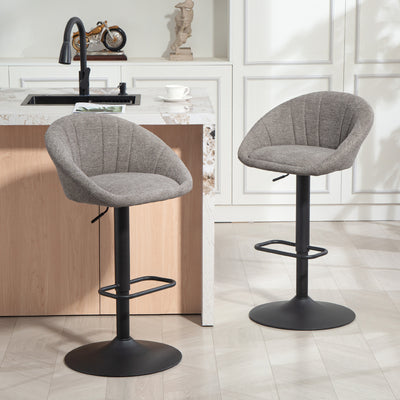 HOMCOM Set of Two Relaxed Tub Bar Stools - Grey 