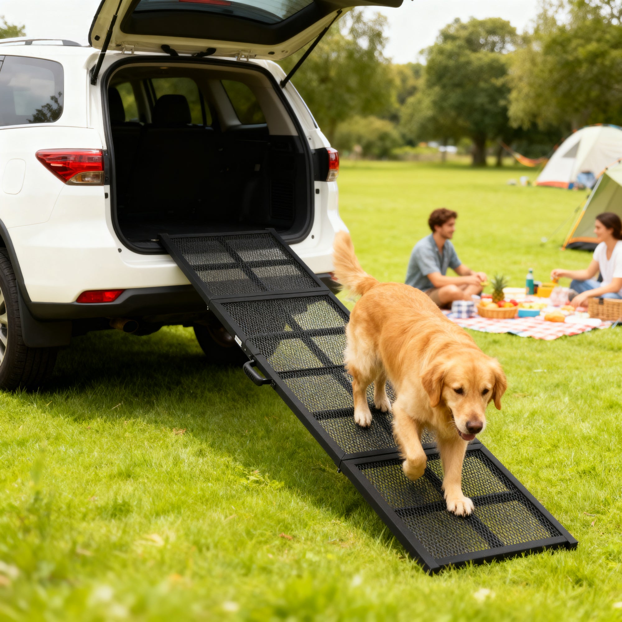 PawHut 191 x 50cm Dog Ramp for Car, Extra Long Pet Stairs with Non-Slip Surface, for Large Dogs, Black 