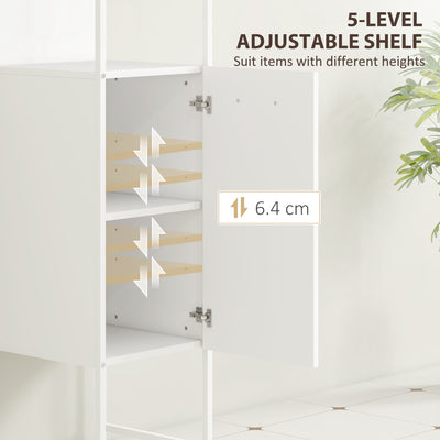 HOMCOM Tall Bathroom Cabinet with Open Shelves and Adjustable Shelf - White 