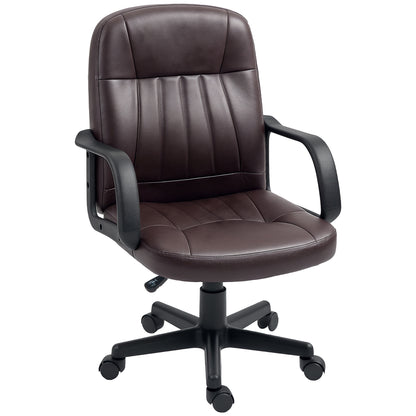 HOMCOM Swivel Executive Chair PU Leather Computer Desk Chair, Dark Brown 