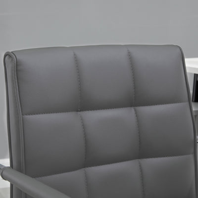 Vinsetto PU Leather Home Office Desk Chair, Computer Chair with Mid Back, Arm, Swivel Wheels, Adjustable Height, Grey 