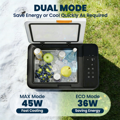 Outsunny 20L Compressor Car Fridge Freezer, Camping Refrigerator with App Control, 12/24V DC and 100-240V AC,