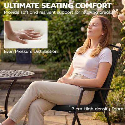 Outsunny Outdoor Seat Cushions Set of 2 with Ties, Waterproof Garden Seat Pads, Black 