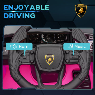AIYAPLAY Lamborghini Revuelto Licensed 12V Ride on Car w/ Butterfly Doors, Transport Wheels, Suspension, Remote Control, Pink 
