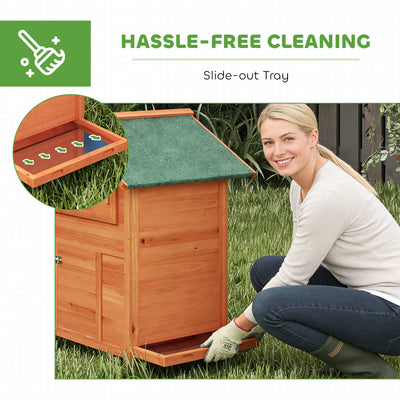 PawHut Chicken Coop, Wooden Hen House with Nesting Box, Pull-Out Tray, Sliding Window, Waterproof Roof, Perches and Ramp 