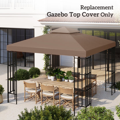 Outsunny 3x3 m Double-Tier Canopy Top Replacement-Coffee 
