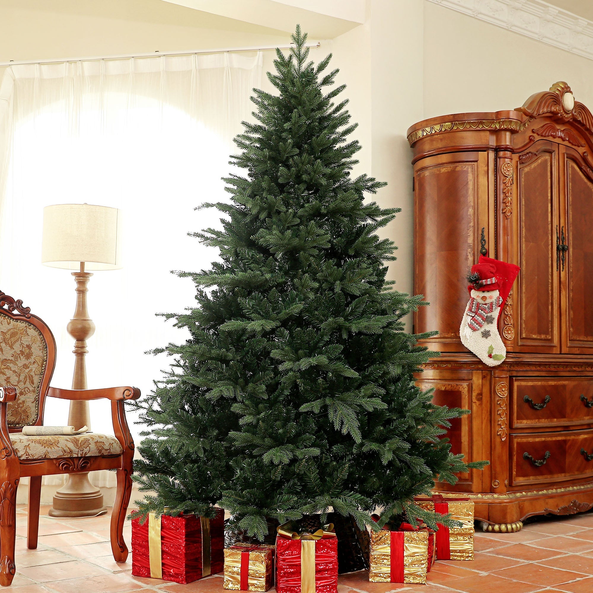 HOMCOM 7ft Artificial Spruce Christmas Tree - Green 