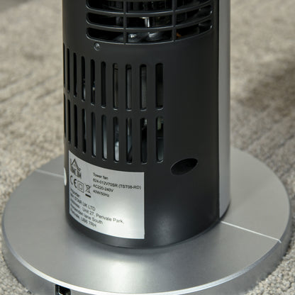 HOMCOM 31" Oscillating Tower Fan with Remote Control, 7.5H Timer, 3 Speed 3 Modes, Electric Floor Standing Cooling Fan for Home Bedroom Office, Silver 