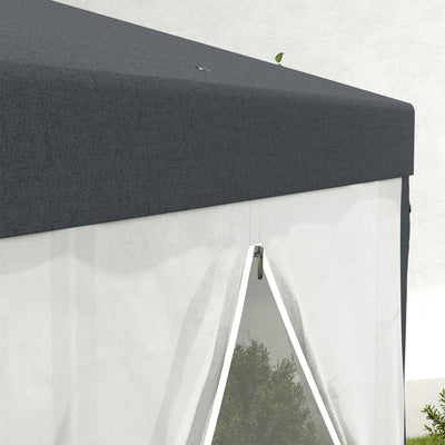 Outsunny 4M Hexagon Gazebo, Netting Party Tent, Patio Canopy Outdoor Event Shelter for Activities, Shade Resistant, Dark Grey 