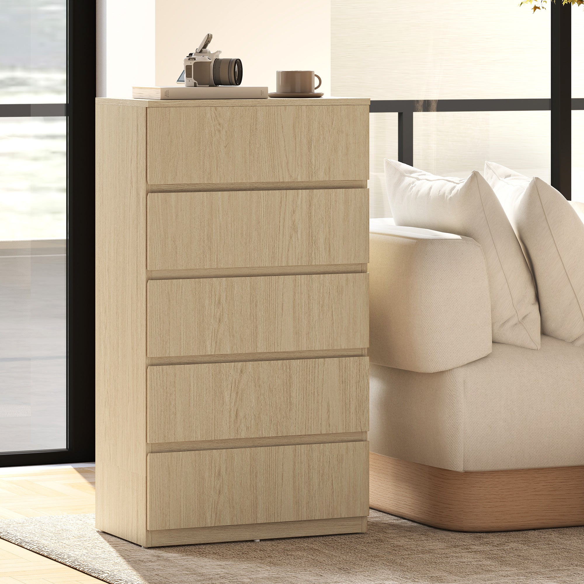 HOMCOM Chest of Drawers, 5-Drawer Storage Cabinets, Modern Dresser, Storage Drawer Unit for Bedroom 