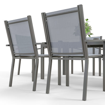 Outsunny Seven-Piece Garden Dining Set, with Plastic Wood-Top Table - Grey 