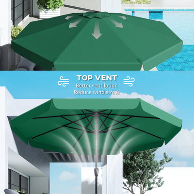 Outsunny 3 m Garden Parasol with Tilt Mechanism & Crank Handle, UPF 30+ Patio Umbrella Outdoor Table Umbrella, Green 