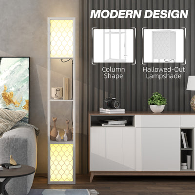 HOMCOM Duo Light Floor Shelves - White 
