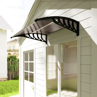 Outsunny Front Door Canopy, Outdoor Awning, Rain Shelter for Window, Porch and Front/Back Door, 103 x 96.5 cm, Brown 
