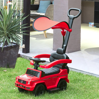 HOMCOM 3 in 1 Kids Children Ride on Push Car Toddler Sliding Car G350 Licensed Walker Foot to Floor Slider Push-Along with Horn Steering Wheel NO POWER Manual, Red 