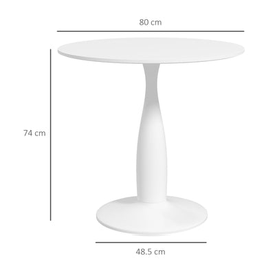 HOMCOM Round Dining Table, Modern Dining Room Table with Steel Base, Non-slip Foot Pad, Space Saving Small Dining Table 